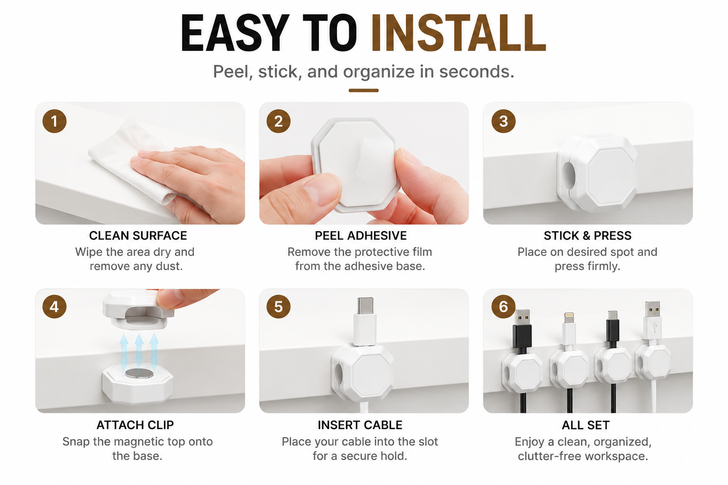 Executive Magnetic Cable Clips